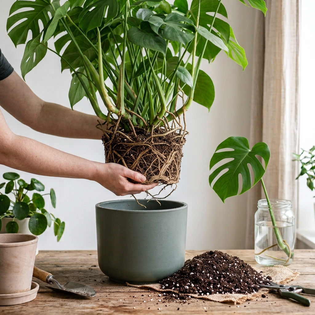Monstera teilen und umtopfen: So trennst du mehrere Pflanzen im Topf