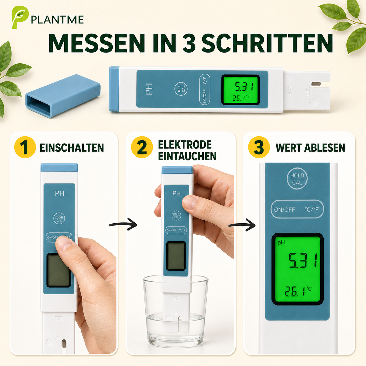 PlantMe digitales pH-Messgerät
