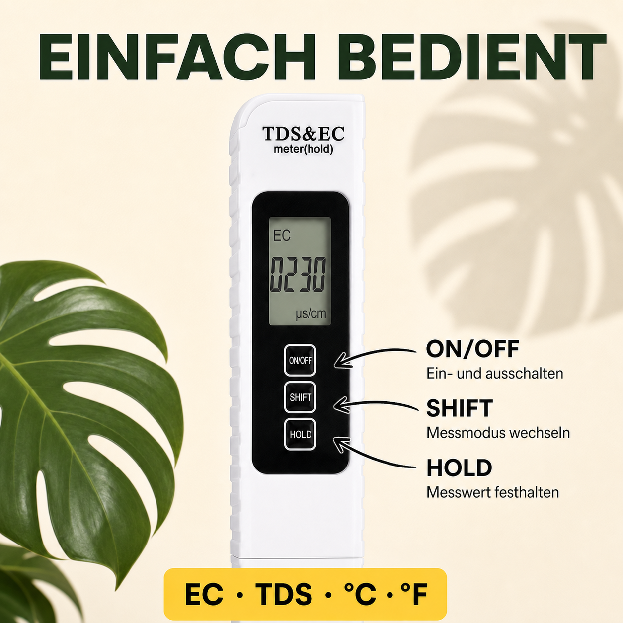 PlantMe EC Messgerät, TDS Messgerät für Nährlösungen