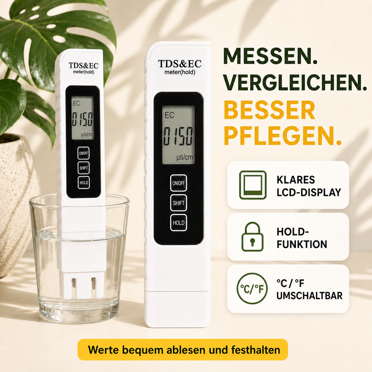 PlantMe EC Messgerät, TDS Messgerät für Nährlösungen