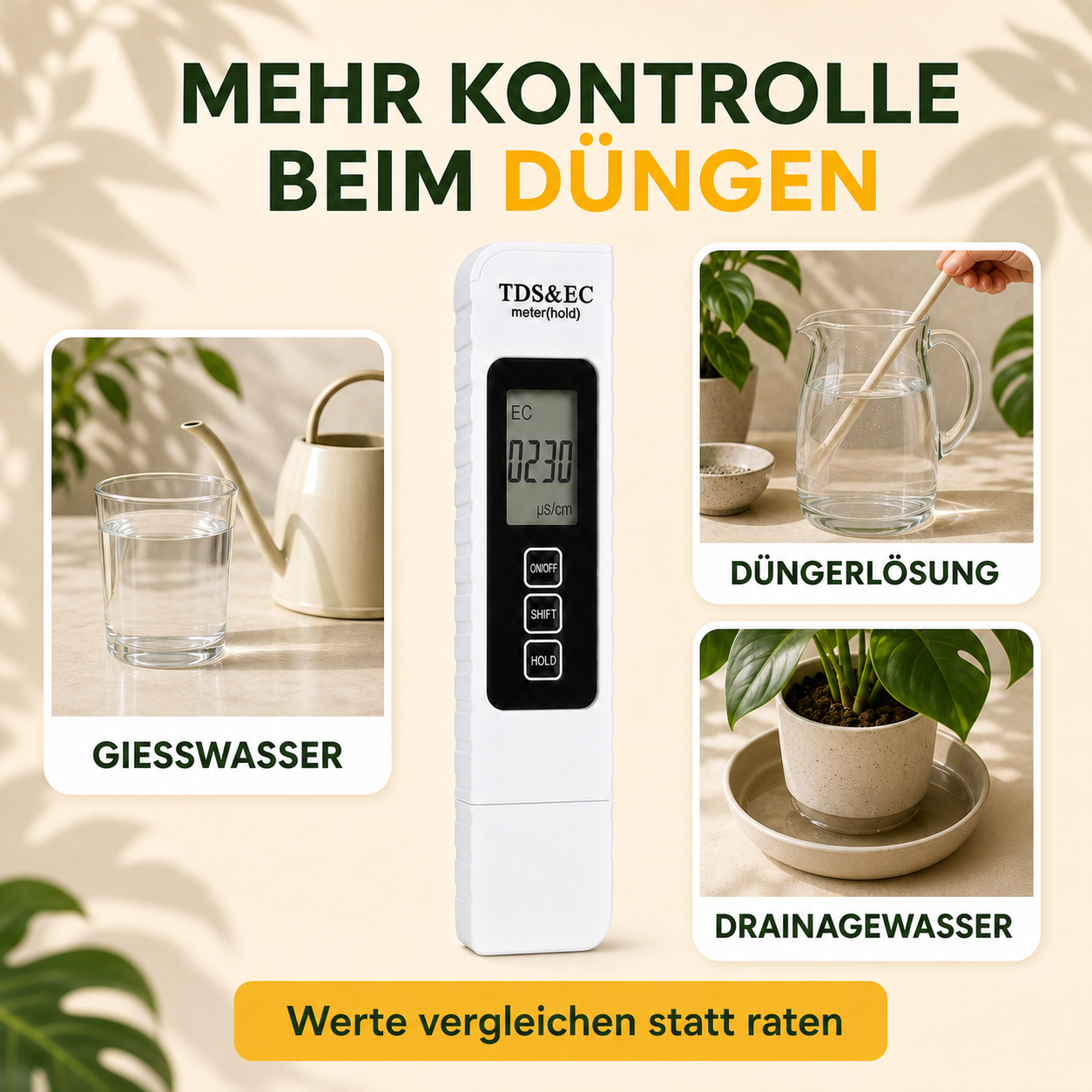 PlantMe EC Messgerät, TDS Messgerät für Nährlösungen