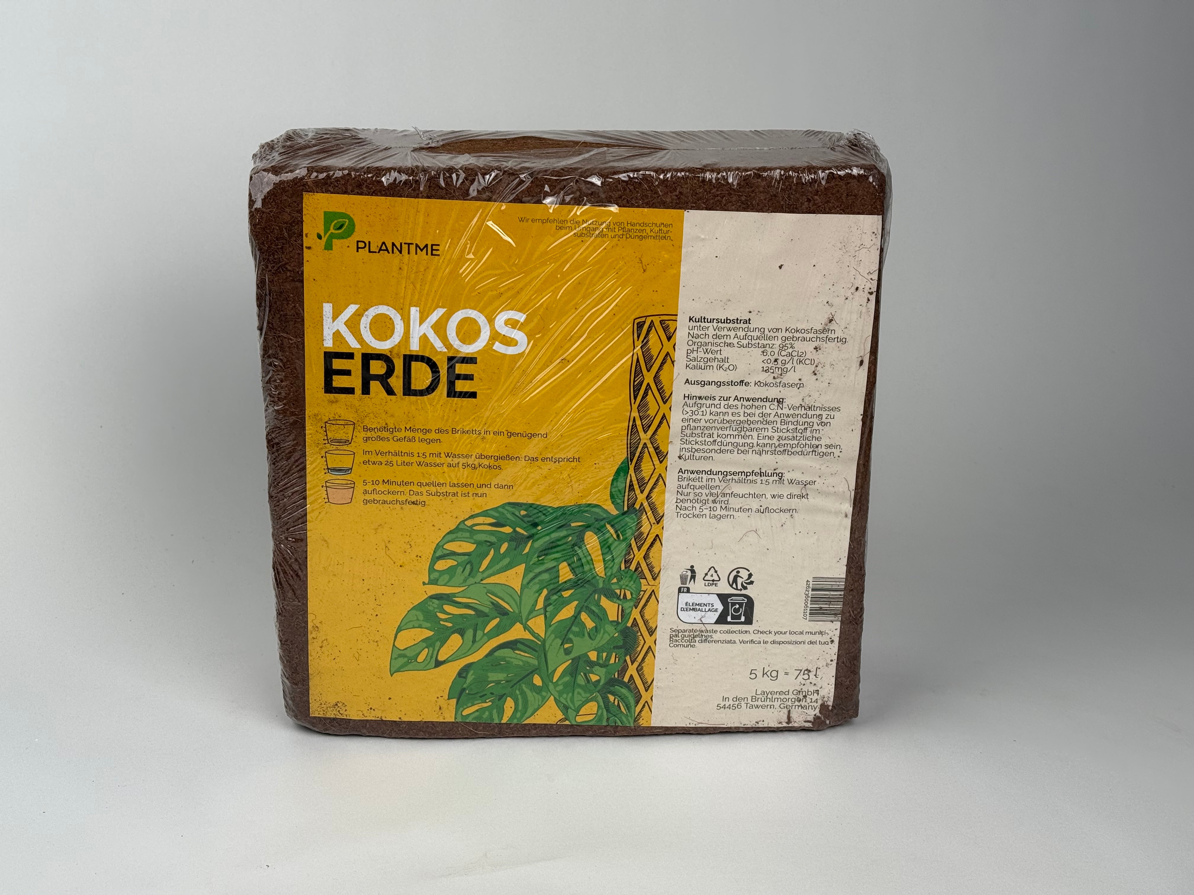 PlantMe Kokoserde 8L – gepresst mit niedrigem EC-Wert