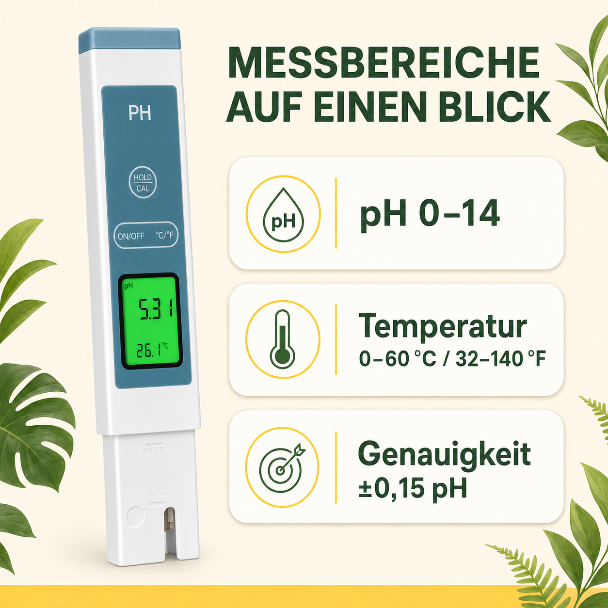 PlantMe digitales pH-Messgerät