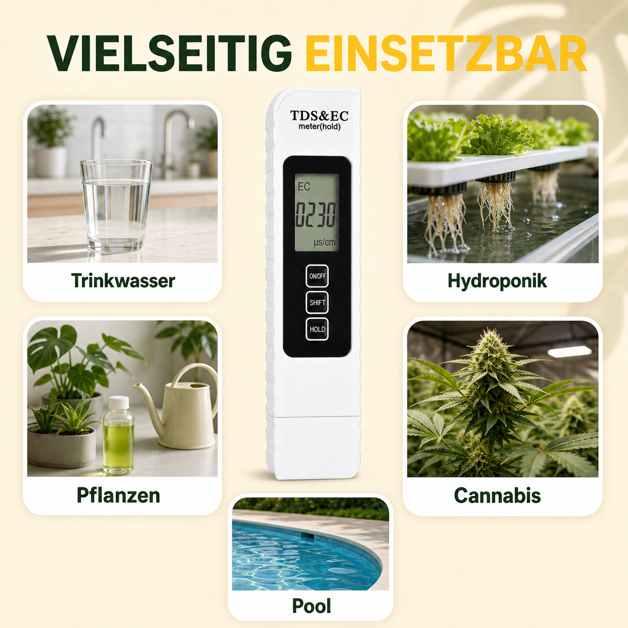 PlantMe EC Messgerät, TDS Messgerät für Nährlösungen