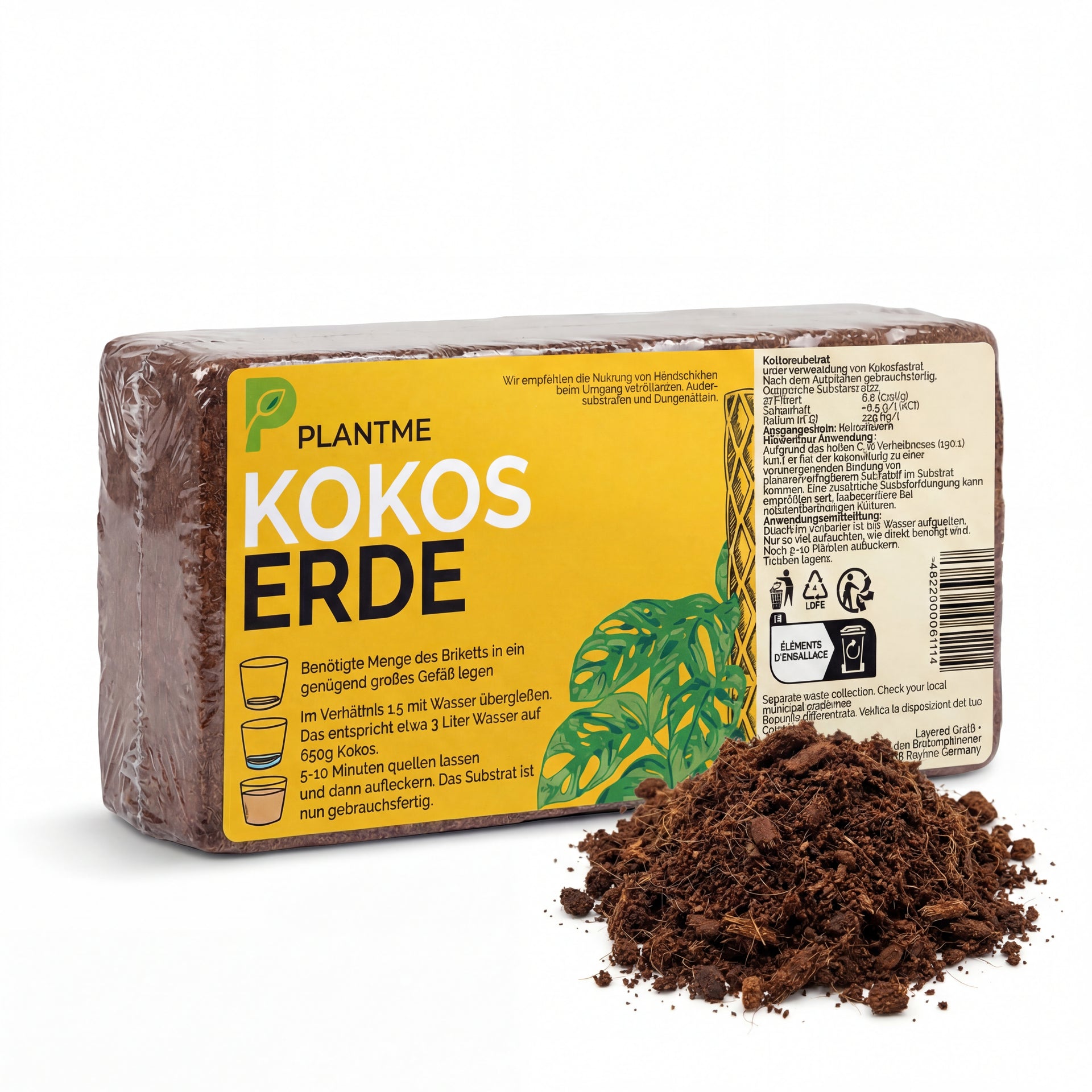 PlantMe Kokoserde gepresst niedriger EC-Wert