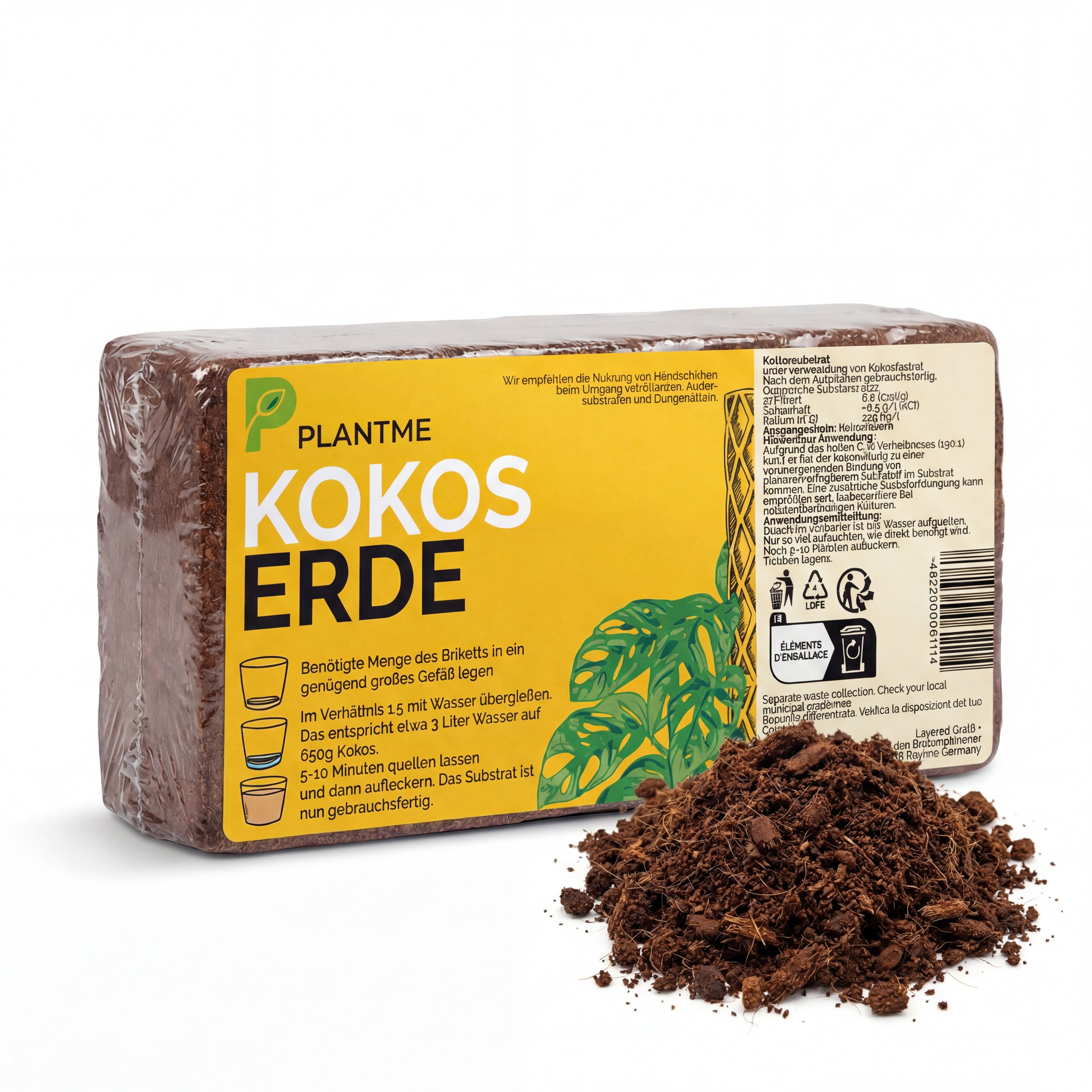 PlantMe Kokoserde gepresst niedriger EC-Wert