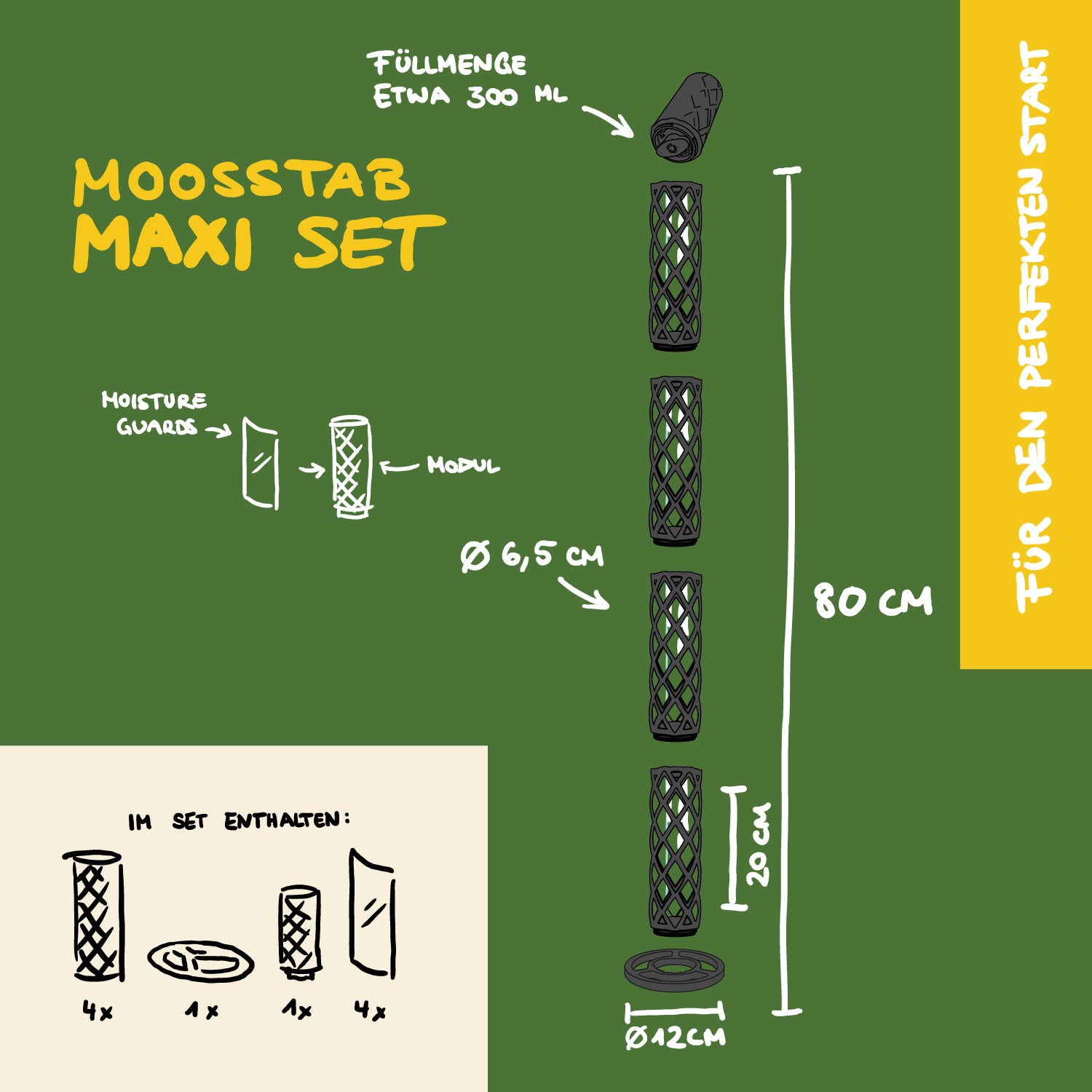 Moosstab Maxi Komplett-Set 80cm inkl. Sphagnummoos